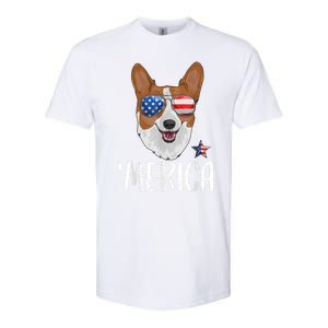 Merica Corgi Dog 4th Of July American Flag Softstyle CVC T-Shirt