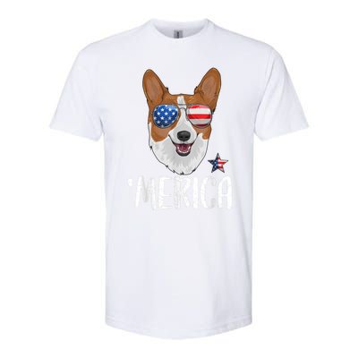 Merica Corgi Dog 4th Of July American Flag Softstyle CVC T-Shirt