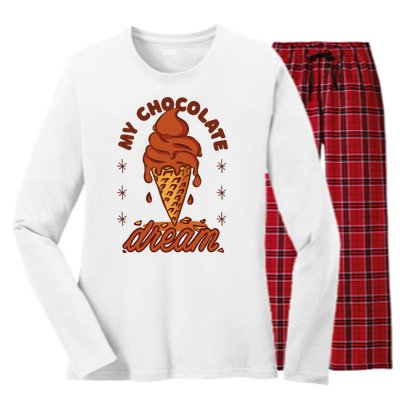 My Chocolate Dream Ice Cream Women's Long Sleeve Flannel Pajama Set 