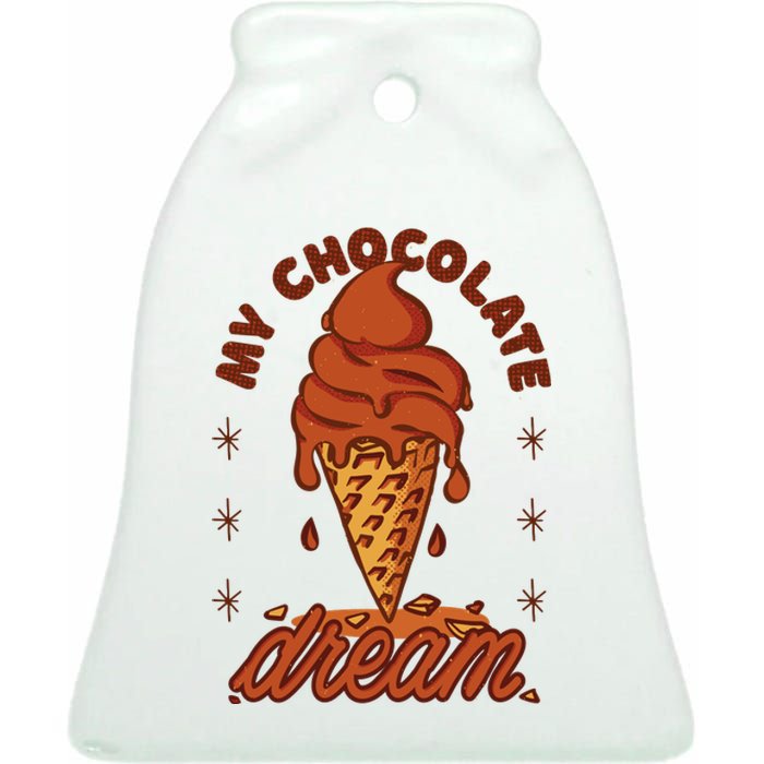 My Chocolate Dream Ice Cream Ceramic Bell Ornament