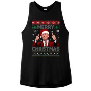 Merry Christmas Donald Trump Santa Family Xmas Ugly Sweater Ladies PosiCharge Tri-Blend Wicking Tank