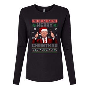 Merry Christmas Donald Trump Santa Family Xmas Ugly Sweater Womens Cotton Relaxed Long Sleeve T-Shirt