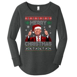 Merry Christmas Donald Trump Santa Family Xmas Ugly Sweater Women's Perfect Tri Tunic Long Sleeve Shirt