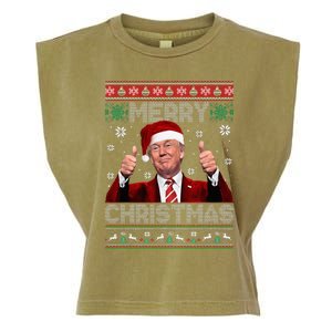 Merry Christmas Donald Trump Santa Family Xmas Ugly Sweater Garment-Dyed Women's Muscle Tee