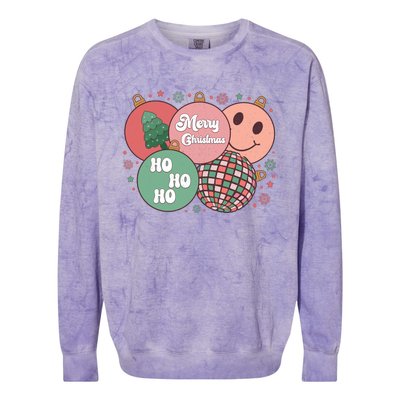 Merry Christmas Disco Ball Ho Ho Ho Colorblast Crewneck Sweatshirt