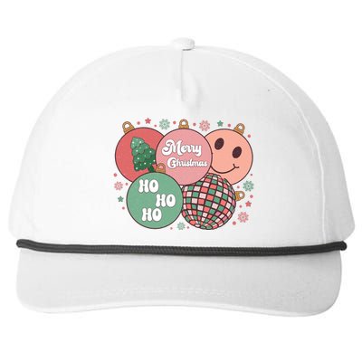 Merry Christmas Disco Ball Ho Ho Ho Snapback Five-Panel Rope Hat