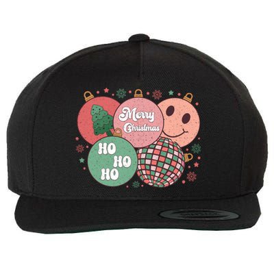 Merry Christmas Disco Ball Ho Ho Ho Wool Snapback Cap