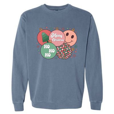 Merry Christmas Disco Ball Ho Ho Ho Garment-Dyed Sweatshirt