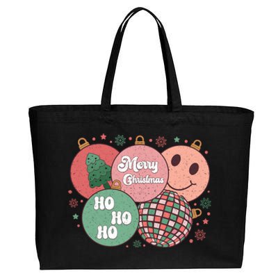 Merry Christmas Disco Ball Ho Ho Ho Cotton Canvas Jumbo Tote