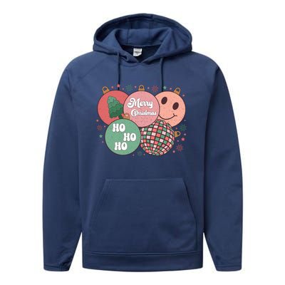 Merry Christmas Disco Ball Ho Ho Ho Performance Fleece Hoodie