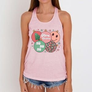 Merry Christmas Disco Ball Ho Ho Ho Women's Knotted Racerback Tank