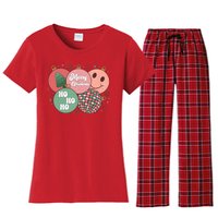 Merry Christmas Disco Ball Ho Ho Ho Women's Flannel Pajama Set