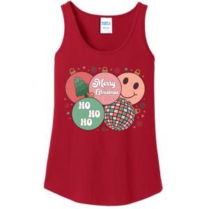 Merry Christmas Disco Ball Ho Ho Ho Ladies Essential Tank