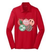 Merry Christmas Disco Ball Ho Ho Ho Silk Touch Performance Long Sleeve Polo