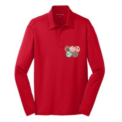 Merry Christmas Disco Ball Ho Ho Ho Silk Touch Performance Long Sleeve Polo