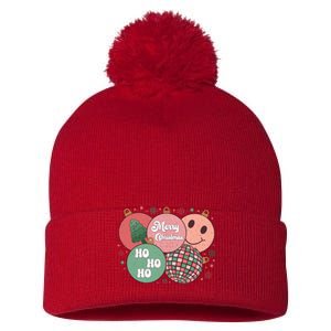 Merry Christmas Disco Ball Ho Ho Ho Pom Pom 12in Knit Beanie