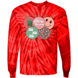 Merry Christmas Disco Ball Ho Ho Ho Tie-Dye Long Sleeve Shirt