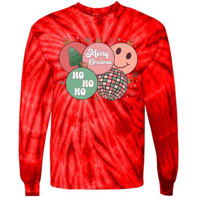 Merry Christmas Disco Ball Ho Ho Ho Tie-Dye Long Sleeve Shirt