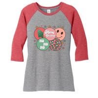 Merry Christmas Disco Ball Ho Ho Ho Women's Tri-Blend 3/4-Sleeve Raglan Shirt