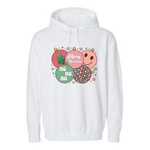 Merry Christmas Disco Ball Ho Ho Ho Garment-Dyed Fleece Hoodie