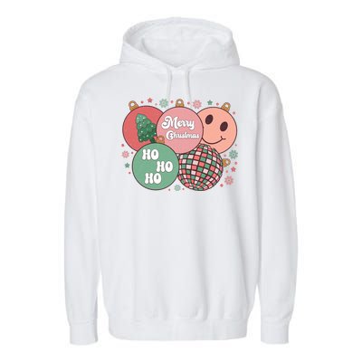 Merry Christmas Disco Ball Ho Ho Ho Garment-Dyed Fleece Hoodie