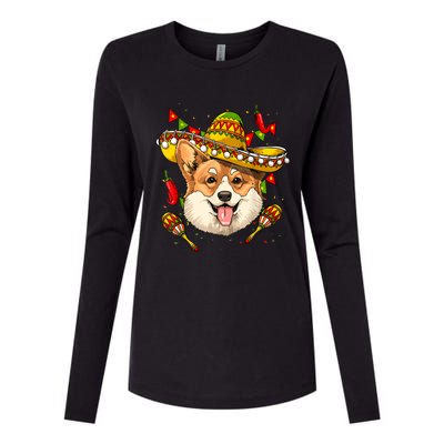 Mexico Cinco De Mayo Corgi Dog Lover Sombrero Mexican Party Womens Cotton Relaxed Long Sleeve T-Shirt