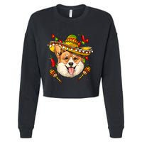 Mexico Cinco De Mayo Corgi Dog Lover Sombrero Mexican Party Cropped Pullover Crew