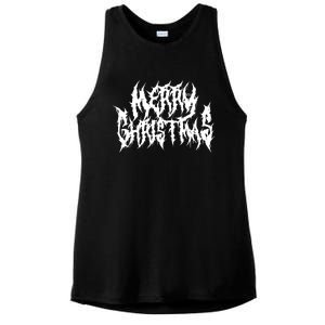 Merry Christmas. Death Metal Black Metal Funny Goth Xmas Ladies PosiCharge Tri-Blend Wicking Tank