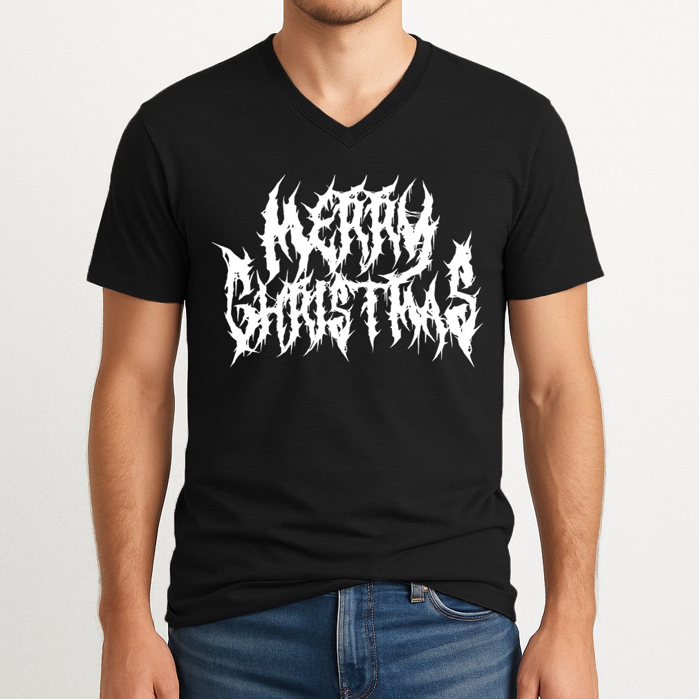 Merry Christmas. Death Metal Black Metal Funny Goth Xmas V-Neck T-Shirt