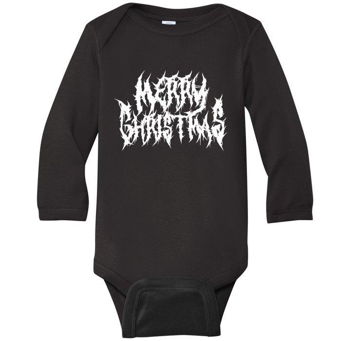 Merry Christmas. Death Metal Black Metal Funny Goth Xmas Baby Long Sleeve Bodysuit