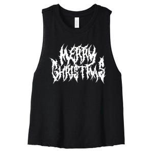 Merry Christmas. Death Metal Black Metal Funny Goth Xmas Women's Racerback Cropped Tank