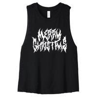 Merry Christmas. Death Metal Black Metal Funny Goth Xmas Women's Racerback Cropped Tank