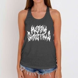 Merry Christmas. Death Metal Black Metal Funny Goth Xmas Women's Knotted Racerback Tank