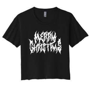 Merry Christmas. Death Metal Black Metal Funny Goth Xmas Women's Crop Top Tee