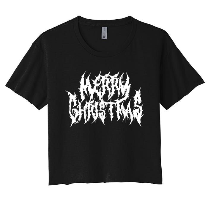 Merry Christmas. Death Metal Black Metal Funny Goth Xmas Women's Crop Top Tee