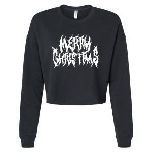 Merry Christmas. Death Metal Black Metal Funny Goth Xmas Cropped Pullover Crew