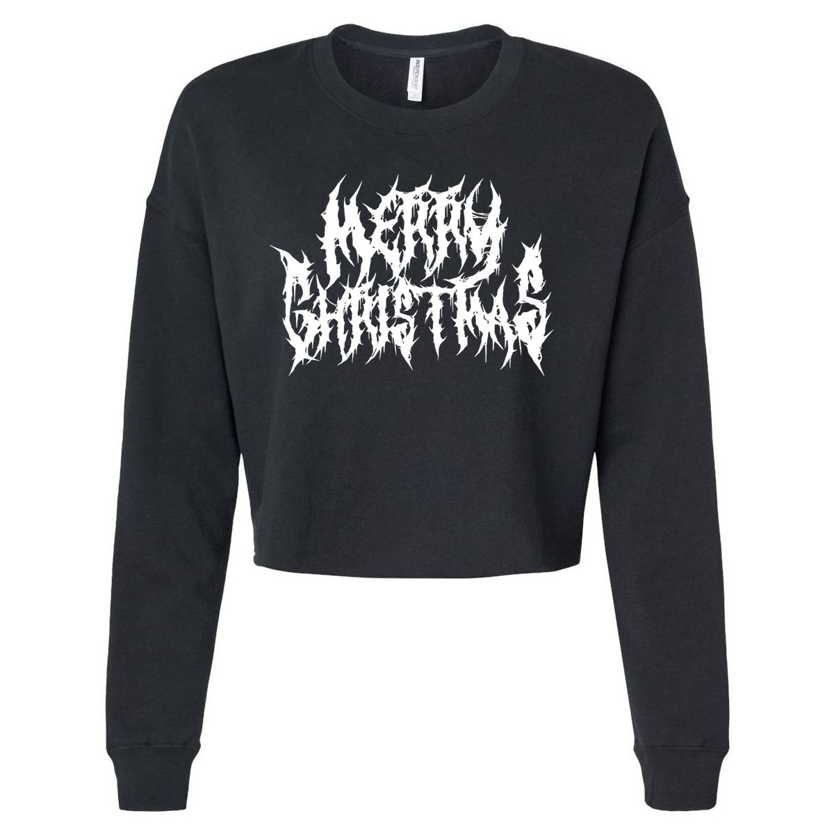 Merry Christmas. Death Metal Black Metal Funny Goth Xmas Cropped Pullover Crew