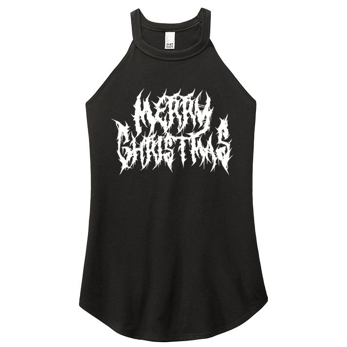 Merry Christmas. Death Metal Black Metal Funny Goth Xmas Women's Perfect Tri Rocker Tank