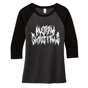 Merry Christmas. Death Metal Black Metal Funny Goth Xmas Women's Tri-Blend 3/4-Sleeve Raglan Shirt