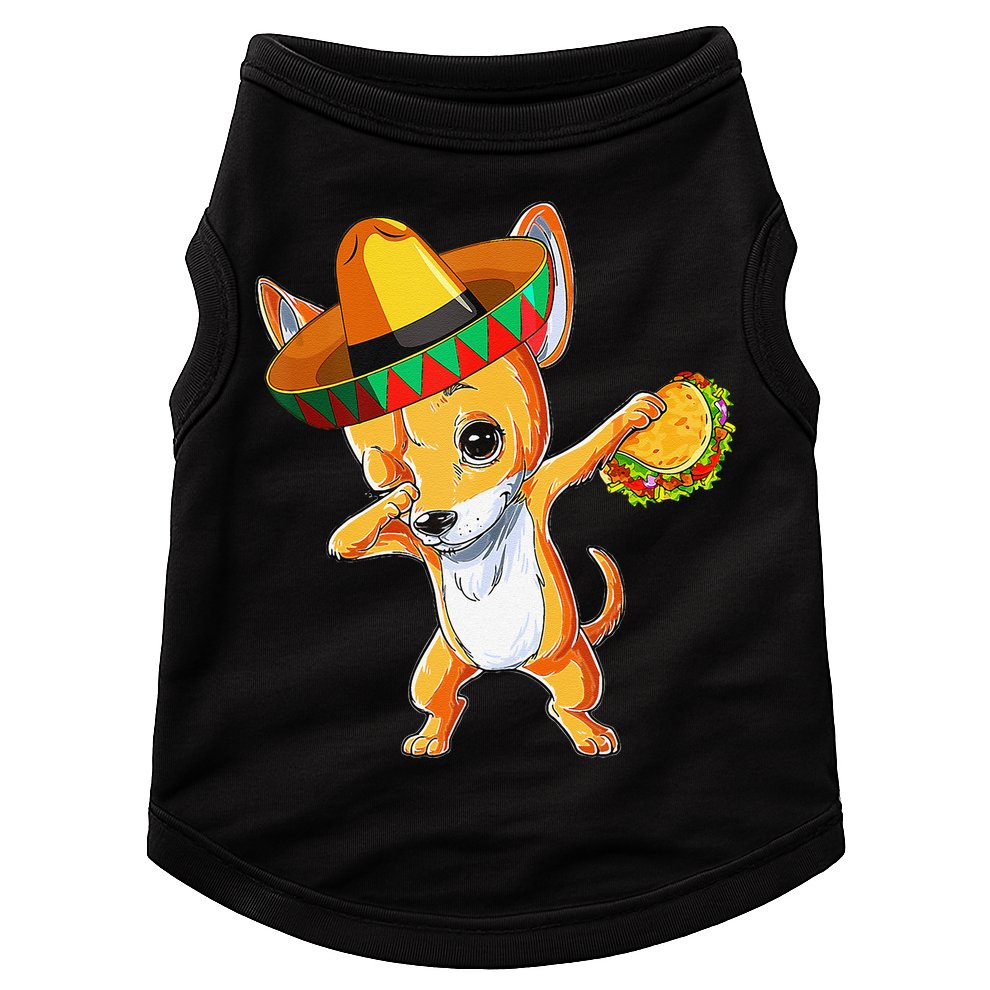 Mexican Chihuahua Dog Dabbing Sombrero Taco Cinco De Mayo Doggie Tank