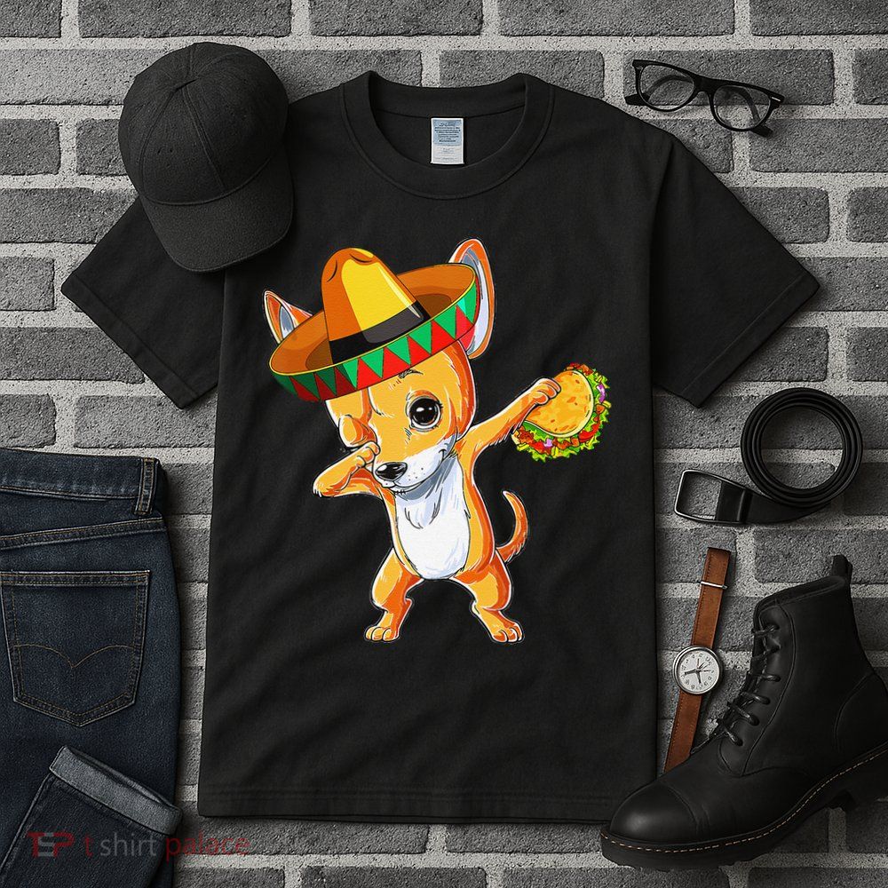 Mexican Chihuahua Dog Dabbing Sombrero Taco Cinco De Mayo Tall T-Shirt
