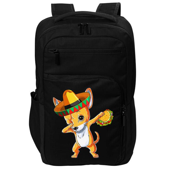 Mexican Chihuahua Dog Dabbing Sombrero Taco Cinco De Mayo Impact Tech Backpack