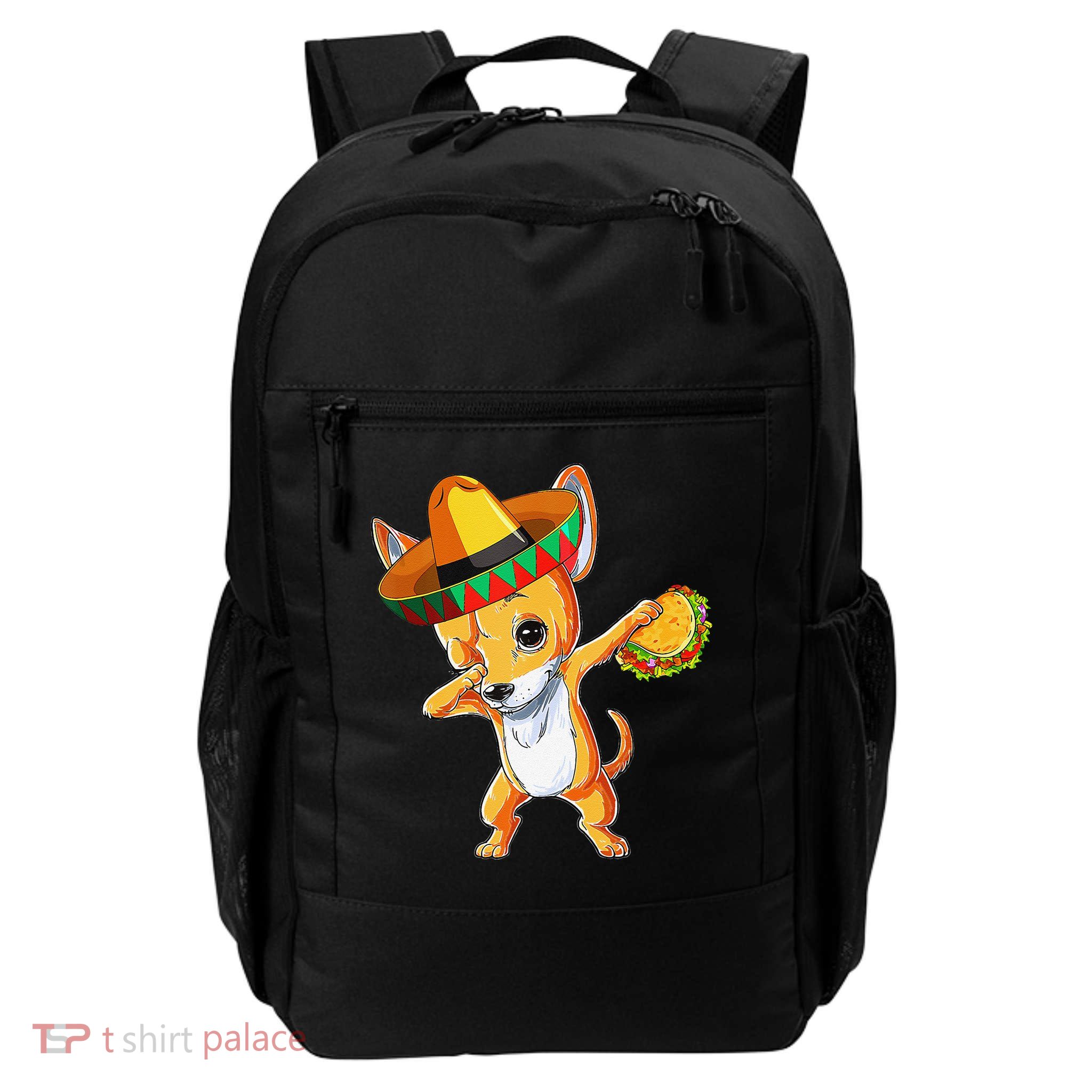 Mexican Chihuahua Dog Dabbing Sombrero Taco Cinco De Mayo Backpack