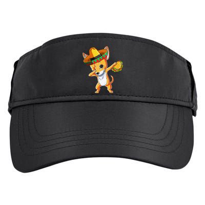 Mexican Chihuahua Dog Dabbing Sombrero Taco Cinco De Mayo Adult Drive Performance Visor