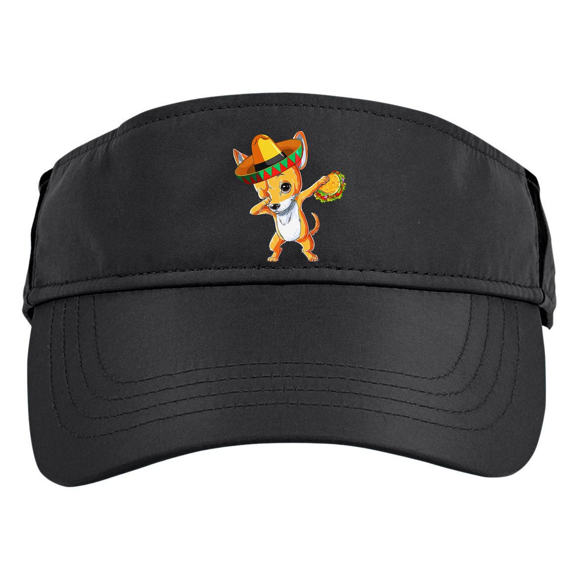 Mexican Chihuahua Dog Dabbing Sombrero Taco Cinco De Mayo Adult Drive Performance Visor