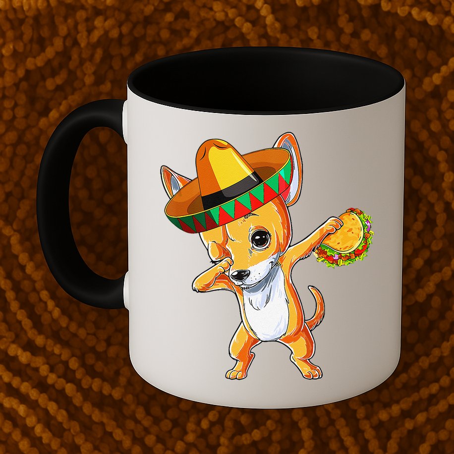 Mexican Chihuahua Dog Dabbing Sombrero Taco Cinco De Mayo Mug