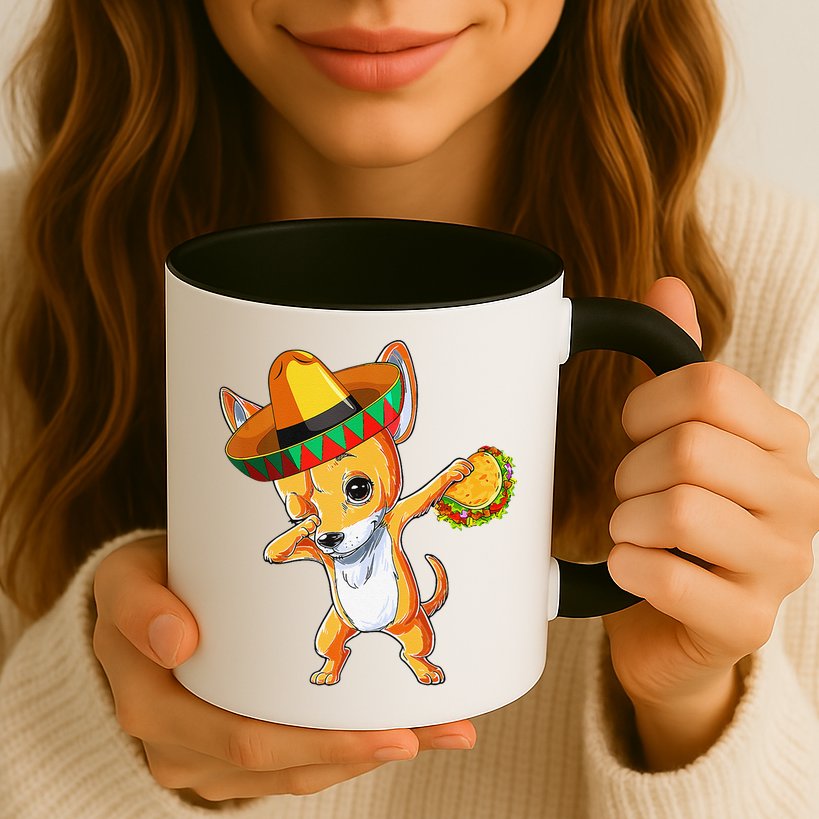 Mexican Chihuahua Dog Dabbing Sombrero Taco Cinco De Mayo Mug