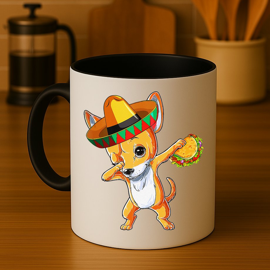 Mexican Chihuahua Dog Dabbing Sombrero Taco Cinco De Mayo Mug