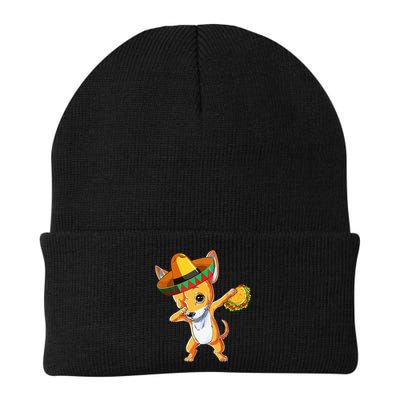 Mexican Chihuahua Dog Dabbing Sombrero Taco Cinco De Mayo Beanie