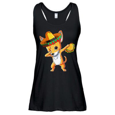 Mexican Chihuahua Dog Dabbing Sombrero Taco Cinco De Mayo Ladies Essential Flowy Tank